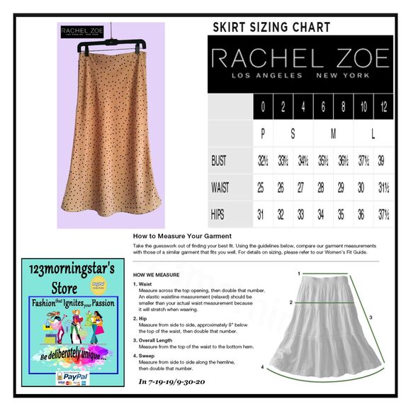 RACHEL ZOE NEW Polka Dot A-Line Beige Midi Skirt 6 - Picture 9 of 9